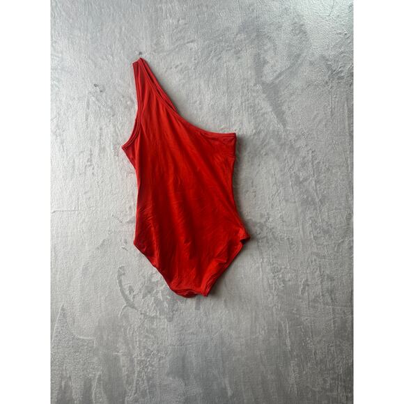 Carmen Marc Valvo Orange Asymmetrical Cutout One-Piece Swimsuit – Size 10 - Picture 6 of 7